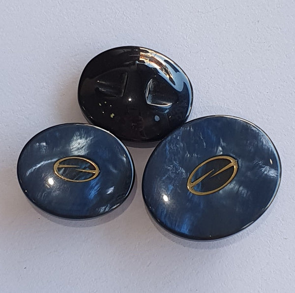 Blue with Gold Lines in Centre / Vintage / Shank