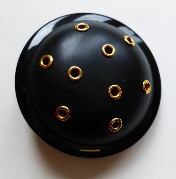 Black Ring Edge with Gold Eyelets / Dome / Matte Button