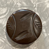 Bakelite / Brown Carved / Coat Button