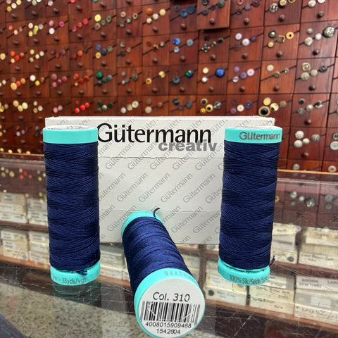 Mid Navy #310 - Gutermann Buttonhole Silk Twist / 30m spool
