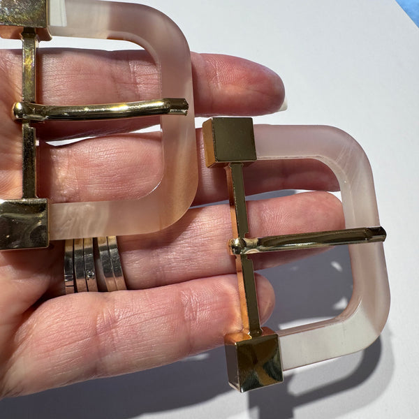 D-buckle Cream/Pink Mottled Buckle / Gold metal edge / Plastic