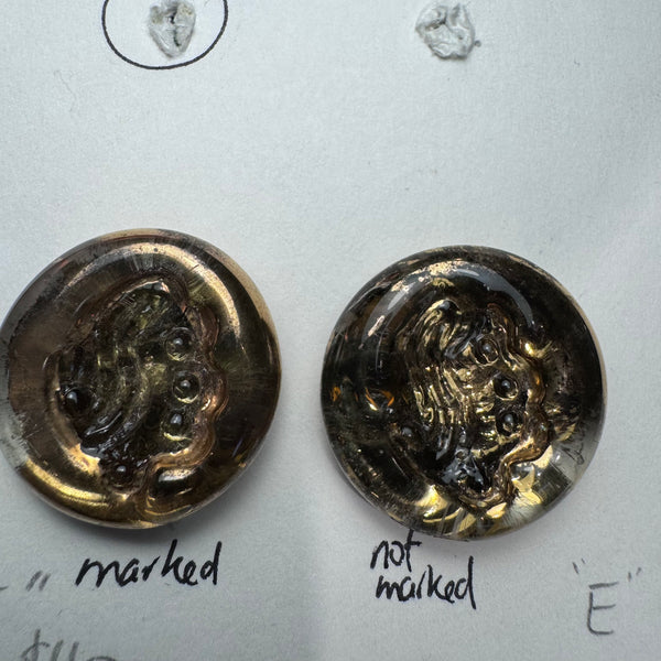 Featherston Button / Vintage / Glass / Marked