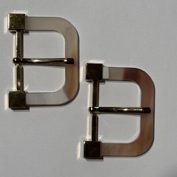 D-buckle Cream/Pink Mottled Buckle / Gold metal edge / Plastic