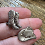 Western Hat and Boots / Metal / Shank