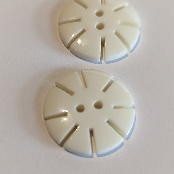 White 2 hole with cut edges