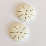 White 2 hole with cut edges