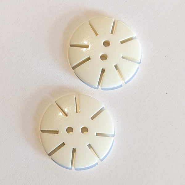 White 2 hole with cut edges