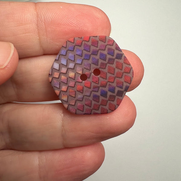 Multi Coloured Hexagon / Polyester / 2 Hole