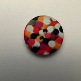 Black with Multi Coloured Spots / Polyester / 2 Hole