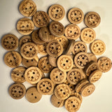 Wooden Button / Ring and Dots Edge / 2 Hole
