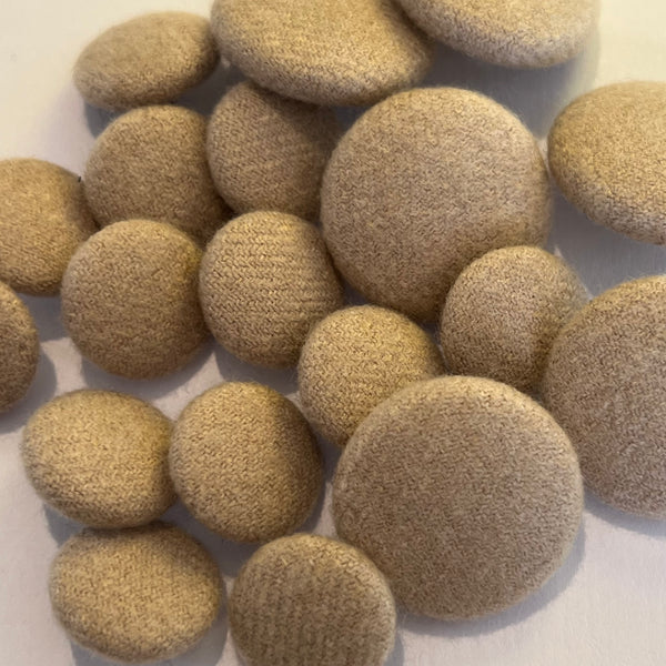 Light Brown / Wool Covered Buttons / 2 Sizes