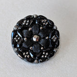 Black with Silver Lustre / Flower / Glass