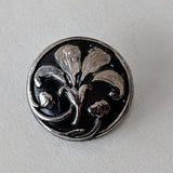 Black Glass with Silver Lustre / Flower / Glass