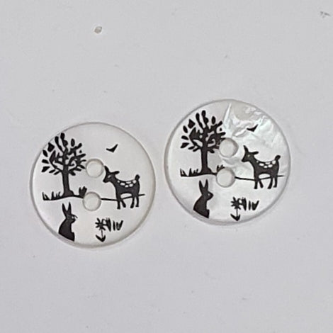 Deer Rabbit and Tree / Shell / 2 Hole