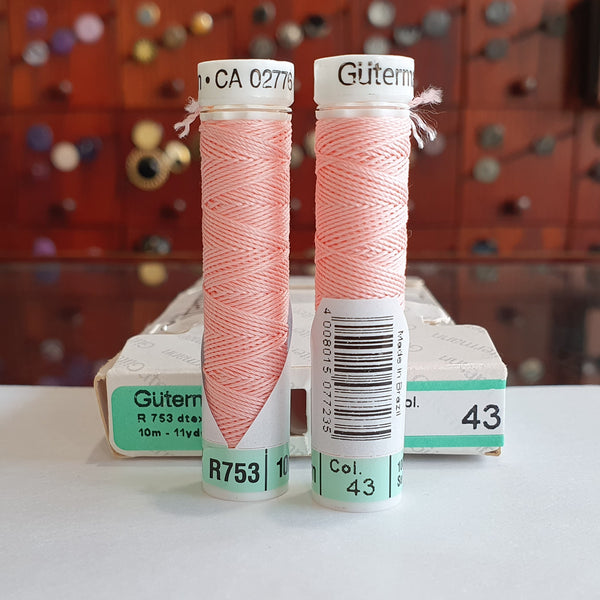 Pale Salmon/Light Pink #043 - Gutermann Buttonhole Silk Twist / 10m spool