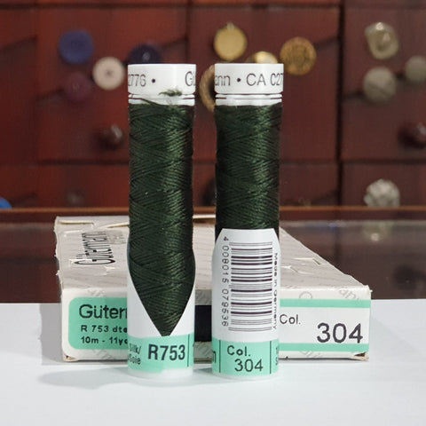 Deep Green #304 - Gutermann Buttonhole Silk Twist / 10m spool