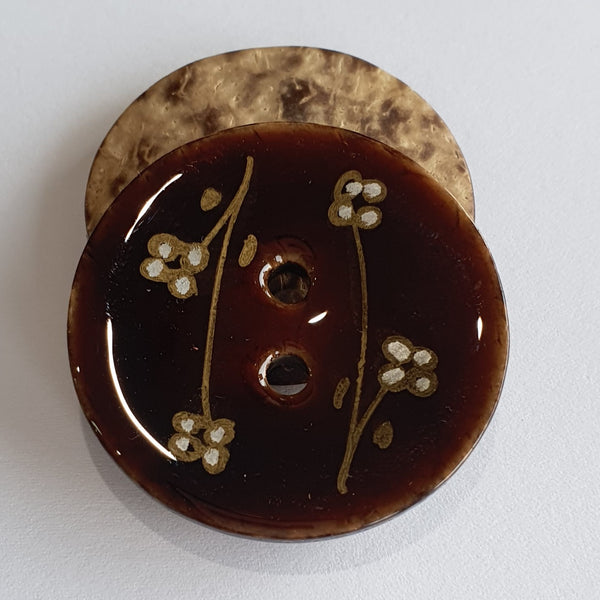Coconut with Painted Flowers