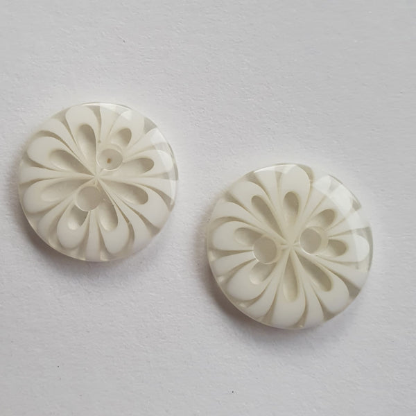 Clear & White Flower Buttons - 2 Hole