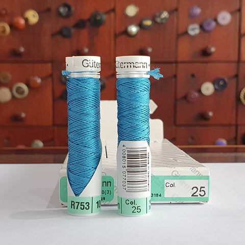 Ocean Blue #025 - Gutermann Buttonhole Silk Twist / 10m spool