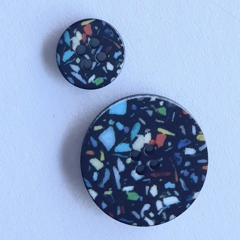 Black with Multi Coloured Speckles / Polyester / 4 Hole