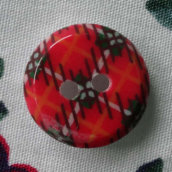 Button Red / Tartan / Shiny