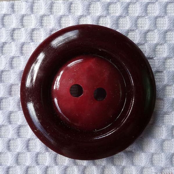 Vintage Casein Red (Burgundy) /  Rimmed / Matte Button
