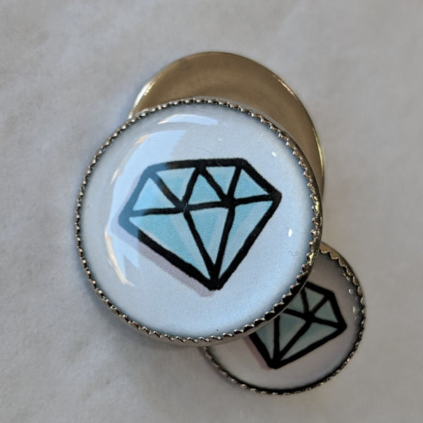Diamond / Blue with white background / Acrylic Dome
