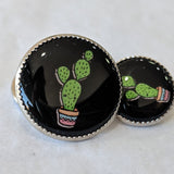 Cactus / Green with black background / Acrylic Dome