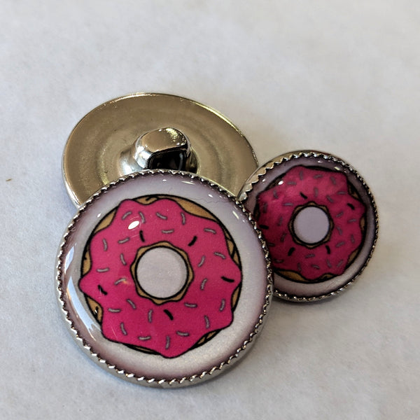 Doughnut with sprinkles / Pink with white background / Acrylic Dome