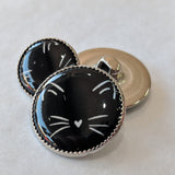 Cat / White cat ears and whiskers with black background / Acrylic Dome