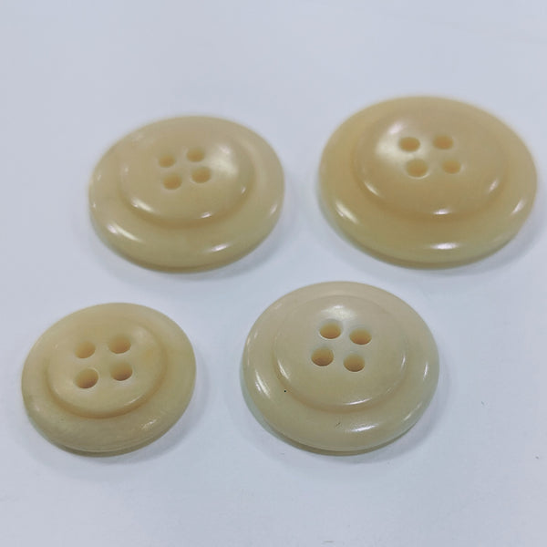 Natural / Vegetable Ivory / Edge with Raised Centre / 4 Hole