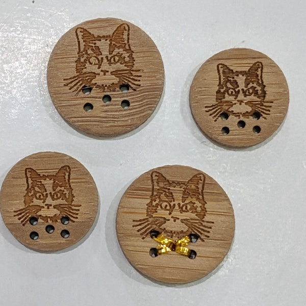 Cat face / Laser etched / bamboo