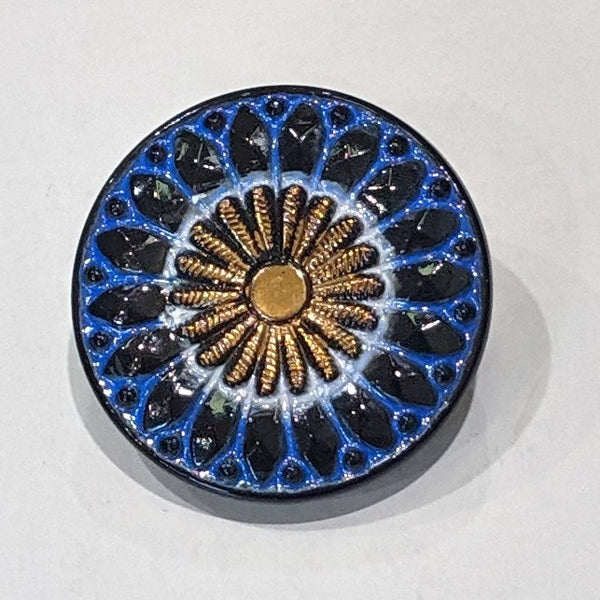 Blue & Gold Lustre / Vintage / Black Glass