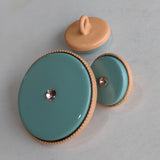 Blue (Turquoise) / Pink Diamante / Peach Border / Metal