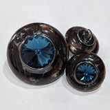Brown Marbled Edge / Blue Rhinestone Centre