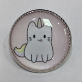 Caticorn / White with Pink background / Acrylic Dome