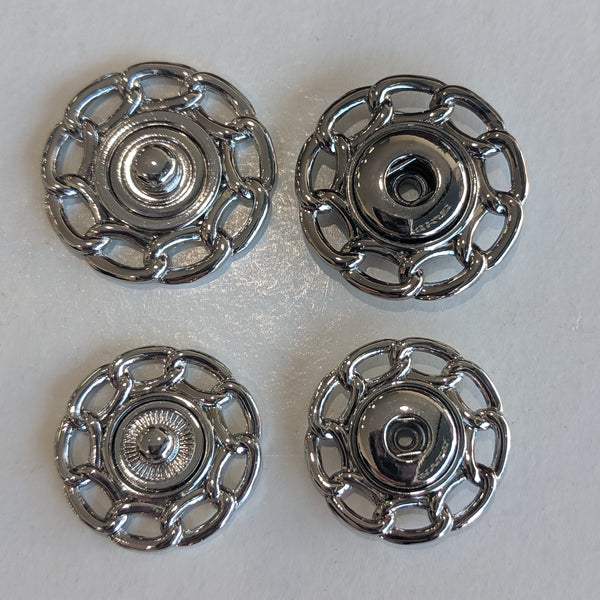 Snap fasteners / Chain Edge / Gunmetal & Silver