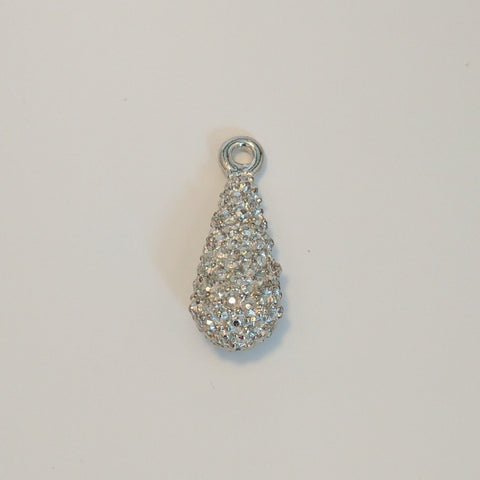 Zip Pulls / Silver Glitter Teardrop