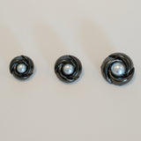 Black / Rose Petal Edge / Pearl Centre Dome