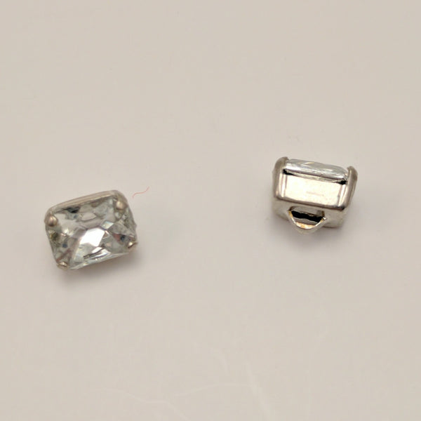 Silver (silver shank) /  Rectangle  / Crystal