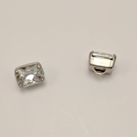 Silver (silver shank) /  Rectangle  / Crystal