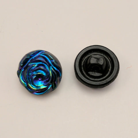 Blue (Black) / Glass / Flowers / Shiny