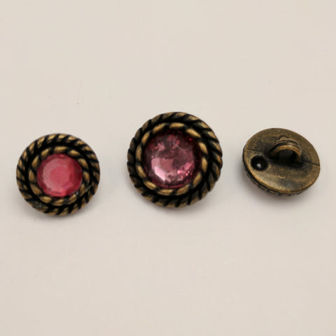 Bronze / Rope Edge / Pink Diamante Centre
