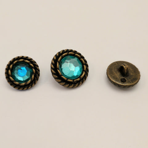 Bronze / Rope Edge / Green Diamante Centre