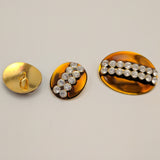 Orange / Gold Shank / Oval / 2 Rows Diamantes