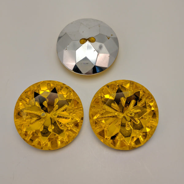 Chunky Yellow / Sew through / Diamante
