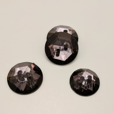 Black / Sew through / Faceted /  Shiny