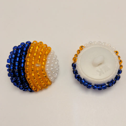 Blue, Orange & White Beaded / Handmade / Shank