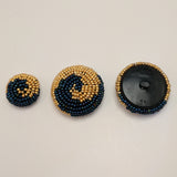 Blue & Gold / Swirl / Hand Beaded / Shank