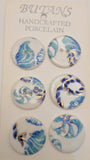 White / Blue Seashell / Porcelain (card of 6)